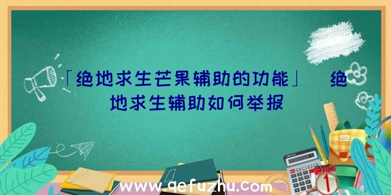 「绝地求生芒果辅助的功能」|绝地求生辅助如何举报